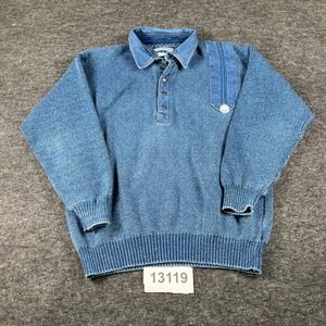 Blue Willis Sweater Mens L Blue Good Vintage Indigo Knit Denim Trim Denmark